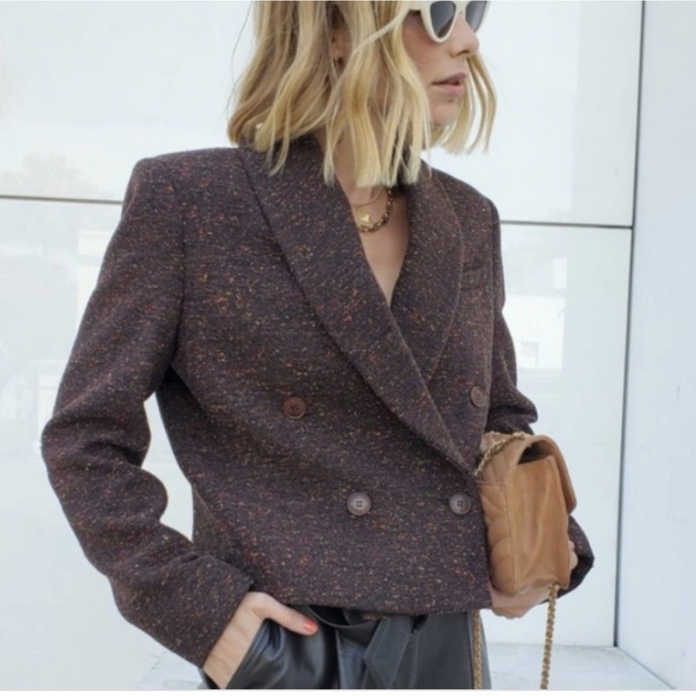 Anine Bing Mae blazer, brown tweed, size xs